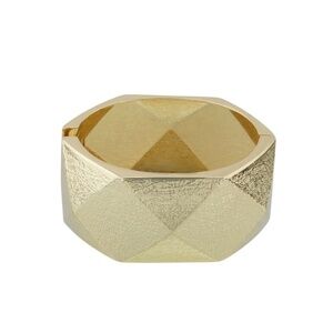 Gold Faceted Cuff Bracelet – 2.36 x 1.18 Inches – Bold Textured Statement